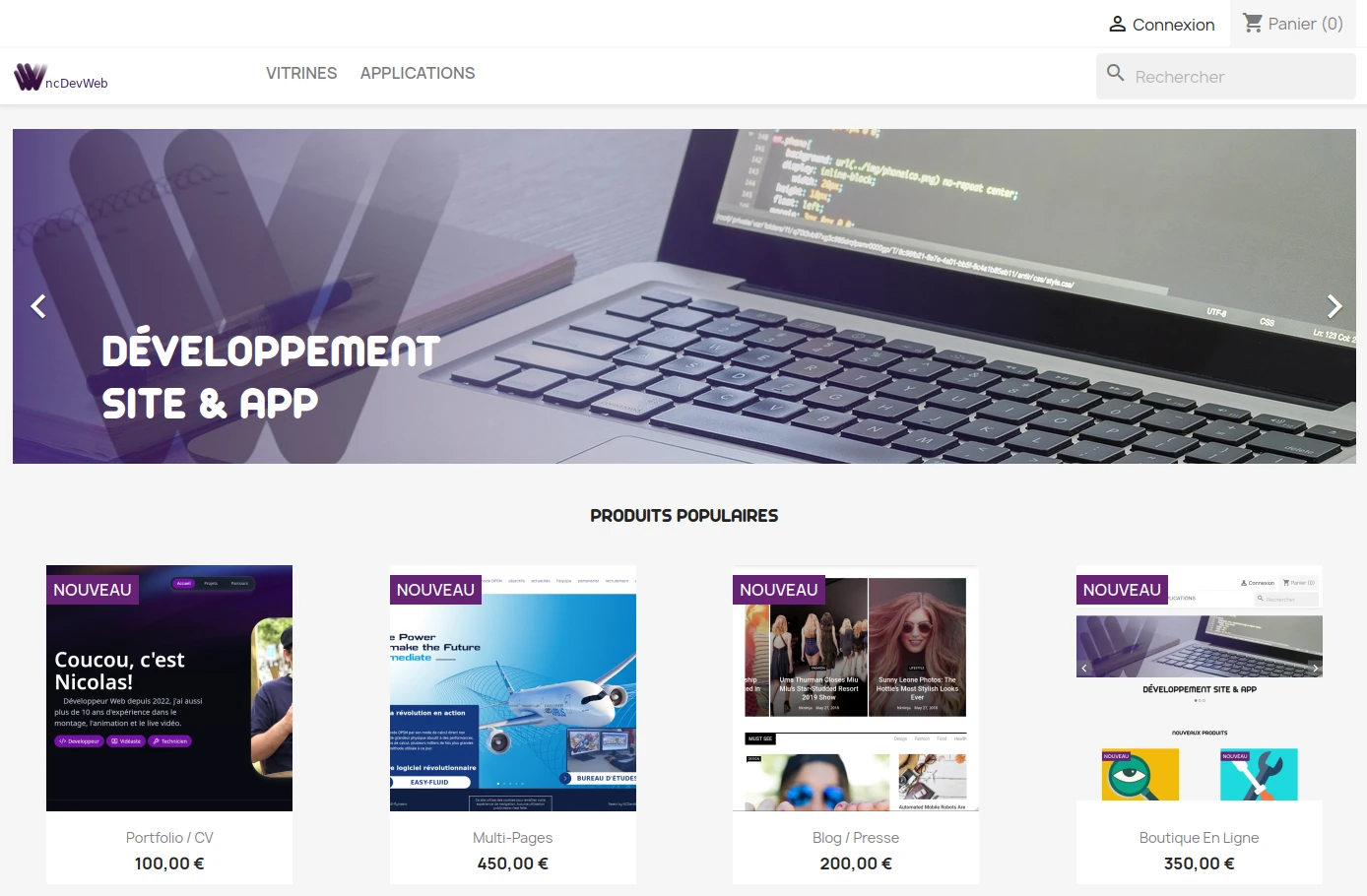 Hero d'une boutique en ligne