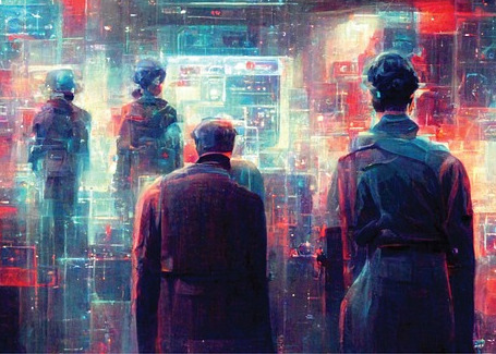 Dessin de personnes de dos style matrix.
