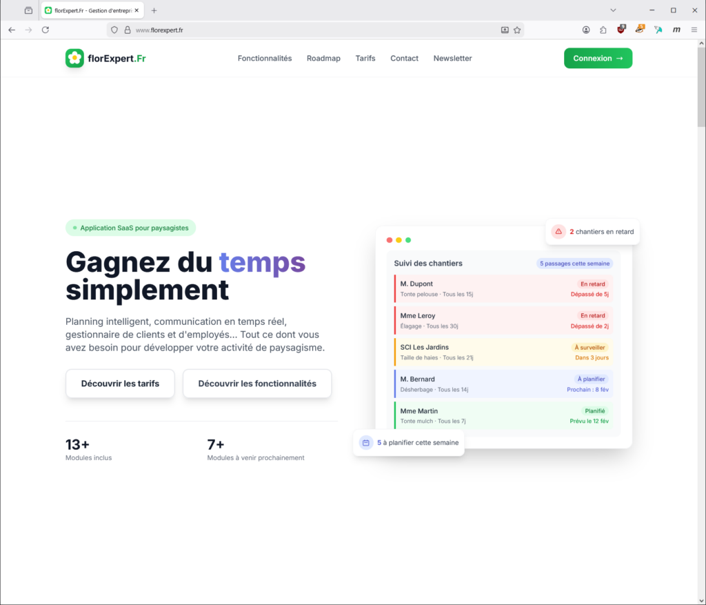 Hero de la landing page florexpert.fr